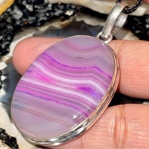 Banded Lace Agate Pendant 2 1/4”